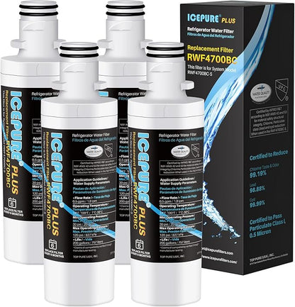 ICEPURE PLUS ADQ747935 NSF/ANSI 53 NSF/ANSI 42 Certified Replacement for LG LT1000P Kenmore Elite 9980 LT1000 LT1000PC ADQ74793501 MDJ64844601 RWF4700BC LFXS26973S Refrigerator Water Filter,4PACK