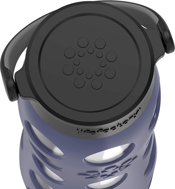 Lifefactory Classic Cap, Dusty Purple 22-Ounce Glass Water Bottle with Protective Silicone Sleeve, 22 Ounce,LG4311BDP4