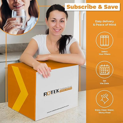 Rotek Water Systems Whole House Water Filtration System, 3-Stage Water Filter System, SED, KDF, ACB, Clean Water, Sediment, Carbon Block, & Heavy Metal Filter, 20 Inch