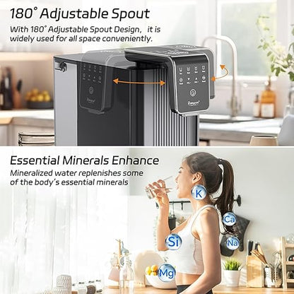 Reverse Osmosis Water Filter Countertop : 6-Stage Reverse Osmosis System with UV TDS Monitor 3:1 Pure to Drain Darlingcare Water Purifier for Kitchen Office Home (Grey)
