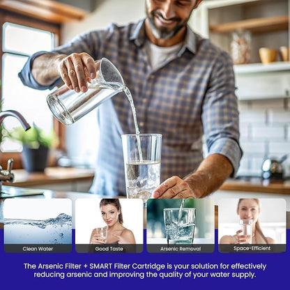 Crystal Quest Arsenic Removal + SMART Filter Cartridge 4-5/8" x 20" - Reduces Arsenic,Long-Lasting, Easy Installation, Heavy-Duty Water Filtration