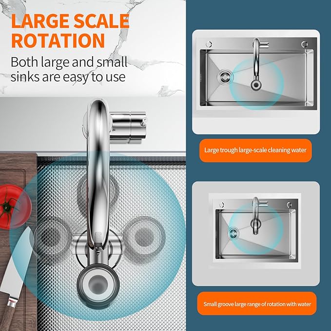 Splash-proof sink faucet extender aerator water filter, 720° rotatable faucet aerator, 2-mode spray, removes chlorine, taste, odor, suitable for kitchen/bathroom, 4 filter replacements