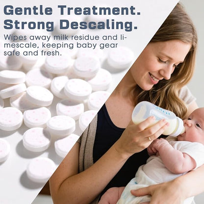 xcivi 40 Count Descaling Tablets for Momcozy, Baby Brezza Bottle Washer | Compatible with Momcozy/Baby/Brezza/GROWNSY Bottle Washer, Descaling Tablets for Milk & Limescale Removal, Natural Non-toxic
