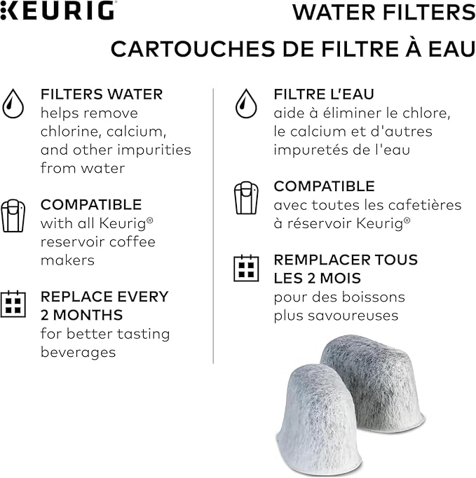 Keurig Water Filter Refill Cartridges, Replacement Water Filter Cartridges, Compatible with 2.0 K-Cup Pod Coffee Makers, 6 Count
