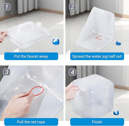 2 Pack Collapsible Water Container with Spigot, Foldable Cube Water Jugs Portable Water Storage for Outdoors Camping Hiking Disaster Preparedness & Survival Gear 1.4/2.6/4/5.3 Gallon