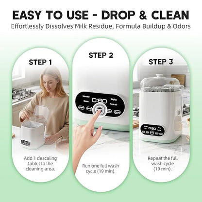 Descaling Tablets for Bottle Washer, 24 Count – Universal Fit Most Bottle Washer Models – Effective for Removing Milk & Limescale, Works with Washer, Warmer, Sterilizer & Formula Maker