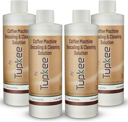 Coffee Machine Descaler Descaling Solution - Made in the USA - 2 Uses Per Bottle – Universal Cleaning Descaler for Keurig, Nespresso, Breville, Delonghi Coffee Makers & Espresso Machines – Pack of 4