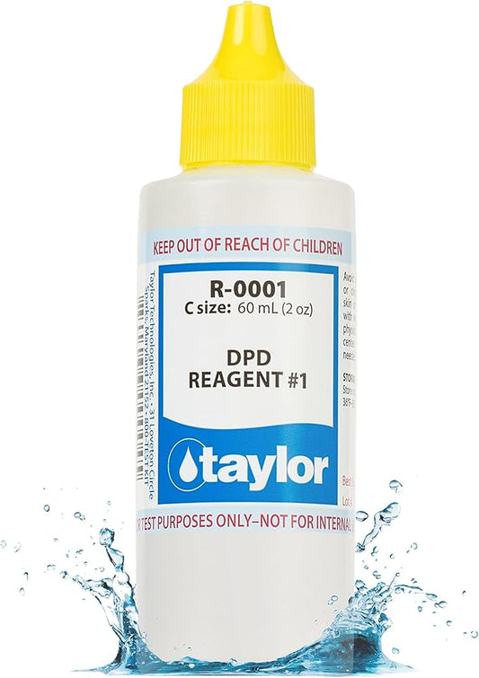 Taylor R-0001-C, DPD Reagent #1, 2 Ounce, for Testing Chlorine and Bromine Sanitizer Levels in Pool and Spas, Dropper Refill for Water Test Kits, Replace Annually | Made in The USA