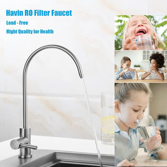 Havin RO Water Filter Faucet,Drinking Water Faucet fits Most Water Filtration System, Kitchen Reverse Osmosis Faucet,Bar Sink Faucet,Filter Tap,Lead-Free Stainless Steel,Non-Air-Gap(Brushed)
