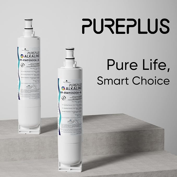 PUREPLUS Alkaline 4396508 Replacement for EDR5RXD1, EveryDrop Filter 5, 4396510, 4392857, Kenmore 46-9010, 9085, LC400V, WF-NLC240V, RFC0500A, WF285, W10186668 Refrigerator Water Filter, 2Pack
