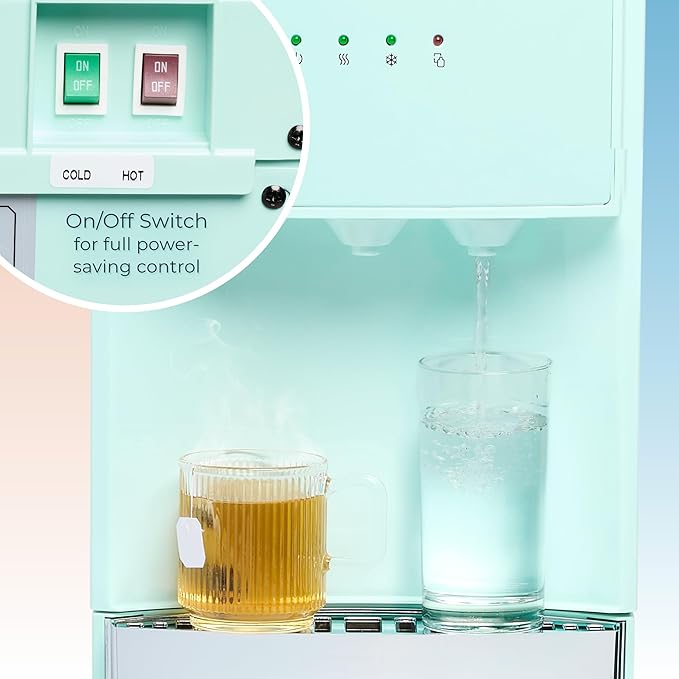 Igloo Retro Bottom Load Water Cooler Dispenser - Hot, Cold, or Room-Temperature Options - Holds 3 or 5 Gallon Bottles - Child Safety Lock - Perfect for Homes, Kitchens, Dorms - Aqua