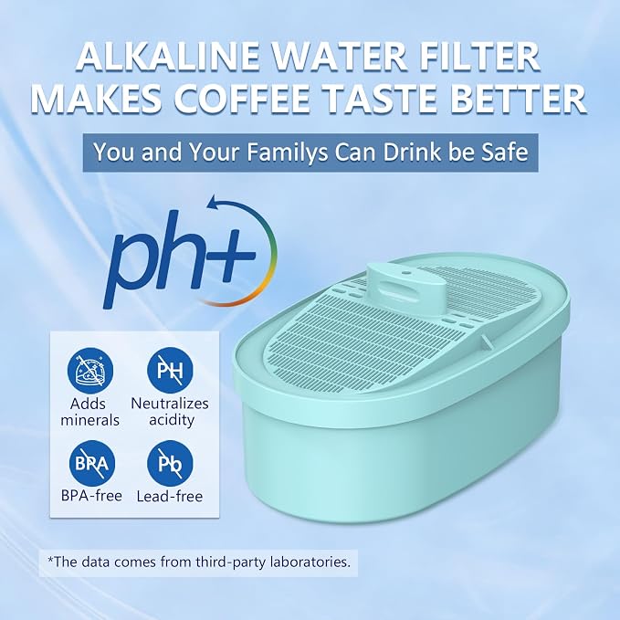 Alkaline Water Filter Replacement for All Waterdrop Pitcher and Dispenser Filtration System, Fits Waterdrop WD-PF-AL, Improved Coffee Taste, Reduces PFOA/PFOS, Chlorine, Last Up to 100 Gallons, 1 Pack