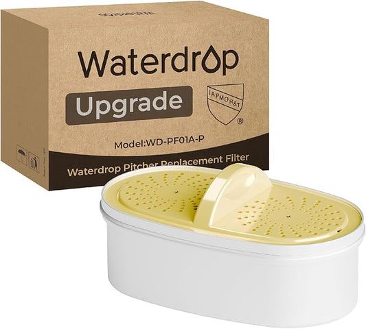 [Original] Waterdrop PF01A-P Upgrade NSF 53 & 42 & 372 Certified Replacement Filters, for Waterdrop Pitcher and Dispenser, Reduces Lead, PFAS, PFOA/PFOS, Chlorine, Cadmium, Copper, Mercury, 1 Pack