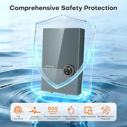 14.4kW Tankless Water Heater Electric 240V, On Demand Hot Water, Automatically Maintains Water Temperature, Up to 3.5 GPM, WiFi Control, ETL Eertified, Eco, WM15V Plus