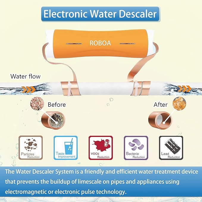 Electronic Water Descaler Water Softener Systems Whole House Alternative No Salt Water Softener System，Reduces Limescale Prevent Deposits Build-up