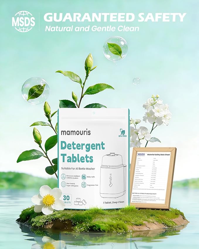 300PCS Official Detergent Cleaning Tablets: for Baby Brezza Grownsy Papablic Momfann Bottle Washer - Baby Bottle Washer Tablets for All Brands Bottles Washers Machines