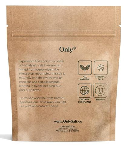 Himalayan Pink Salt - Organic, Unrefined, Kosher - Coarse Grain - 7oz Pouch