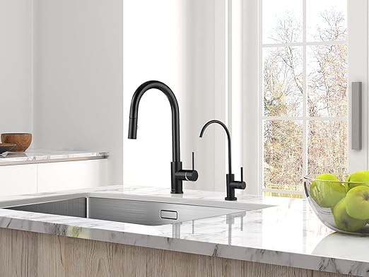 AguaStella AS9MB Matte Black Stainless Steel Kitchen Water Filter Faucet RO Faucet for Most Reverse Osmosis Units or Water Filtration System in Non-Air Gap