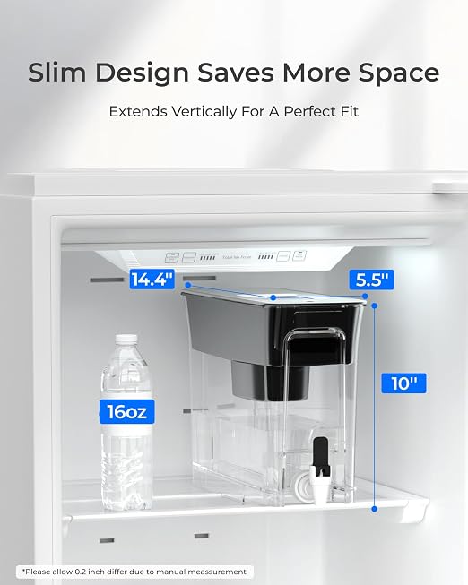 Waterdrop WFD-40L Water Filter Dispenser with 3 Filters, 35-Cup, Black | 200-Gallon Long-Life Water Filter Pitcher, Large Capacity, Reduces Chlorine, PFOA/PFOS and More, BPA Free