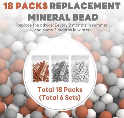 YDmeet Replacement Mineral Balls for Filtered Shower Head Refills, Water Softener Beads Filtration Stone Ball to Remove Chlorine, Fluoride and Impurities(≈306.0 Grams, Orange, Gray, White)