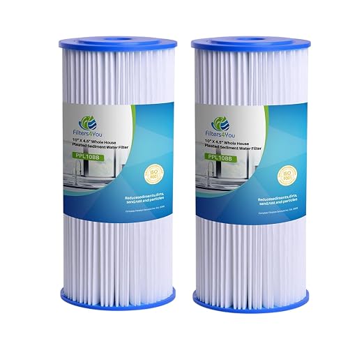 CFS Pleated Sediment Filters for HDX4PF4, 10 x 4.5 in, 30 Micron, 2 Pack | Washable pleats trap sand, silt & rust; also fits ECP20-BB, R30-BB, W15-PR & other Big Blue 10 x 4.5 in housings