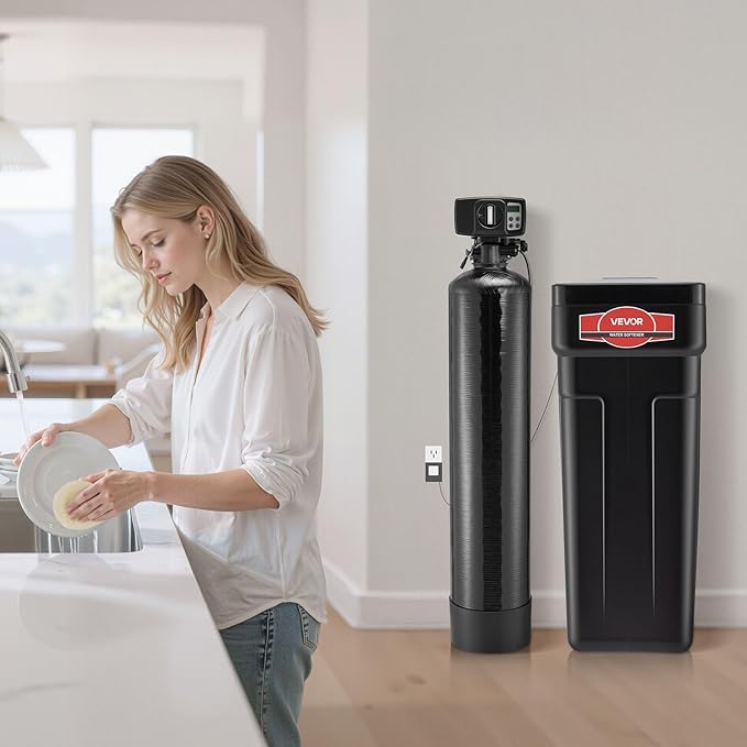 VEVOR Water Softener, 32,000 Grains Whole House Water Softener System, with Automatic Digital Control Head, Bypass Valve, Reduce Hardness and Minerals, Improve Water Quality, for 1-2 Bathrooms