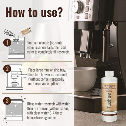 Tupkee Universal Descaling Solution for Keurig Breville Nespresso & Delonghi (2 Uses) | Coffee Machine Descaler Cleaner | Liquid To Descale Automatic Coffee Makers & Espresso Machines