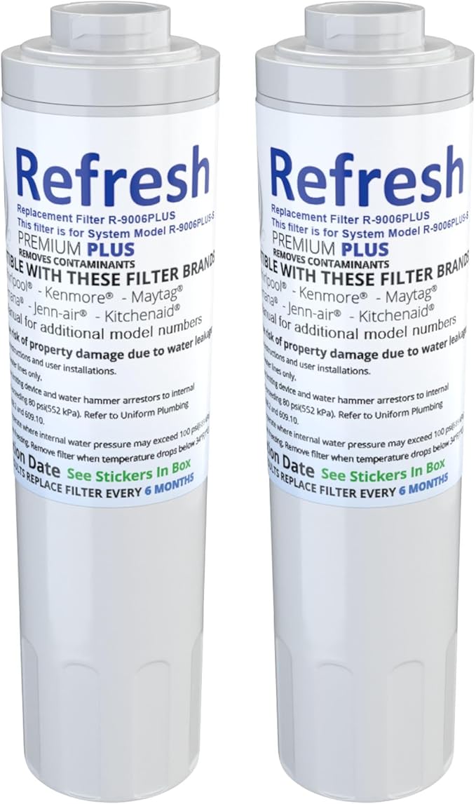 Refresh R-9006 Refrigerator Water Filter Replacement for UFK8001, WF295, WSM-2 - Clean Great Tasting Drinking Water and Ice Maker Filtration with Fresh Flow for Your Home Fridge, Easy Filter Cartridge