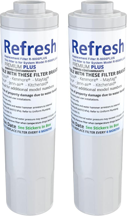Refresh R-9006 Refrigerator Water Filter Replacement for UFK8001, WF295, WSM-2 - Clean Great Tasting Drinking Water and Ice Maker Filtration with Fresh Flow for Your Home Fridge, Easy Filter Cartridge