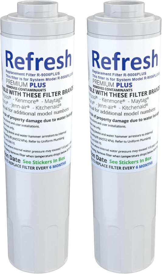 Refresh R-9006 Refrigerator Water Filter Replacement for UFK8001, WF295, WSM-2 - Clean Great Tasting Drinking Water and Ice Maker Filtration with Fresh Flow for Your Home Fridge, Easy Filter Cartridge