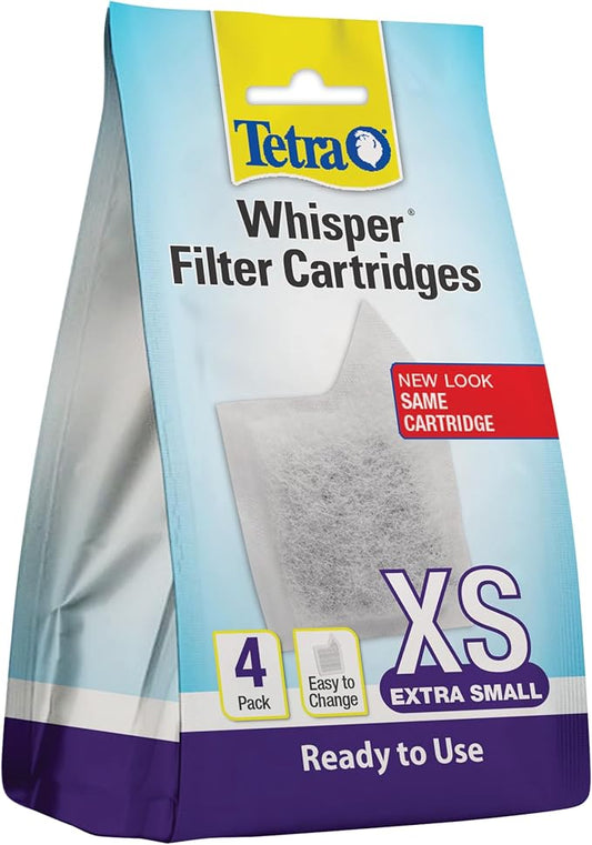 Tetra Whisper XS Filter Cartridges for Aquariums, 4 Count, Ready to Use, Fits Tetra Whisper Filters for Fish Tanks Up to 3 Gal