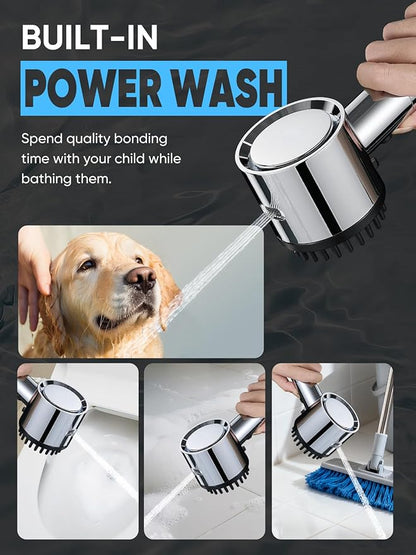 Cobbe Ion Drops Filtered Shower Head with Handheld, High Pressure 4+1 Spray Mode Showerhead with Filters, Built-in Power Wash for Hard Water - Remove Chlorine - Reduces Dry Itchy Skin, Chrome