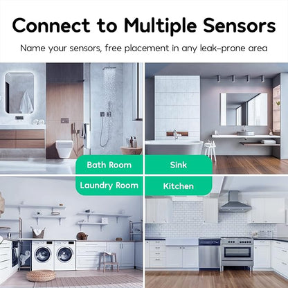 Winees WiFi Water Leak Detector for Home, 3 Pack Water Sensors with 100dB Adjustable Alarm, Leak Alert Email&SMS Notification, 200M Transmission for Basement, Bathroom, Laundry, IFTTT, 2.4G WiFi Only