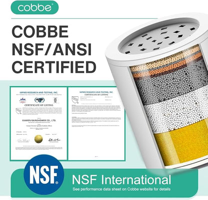 Cobbe High Pressure Filtered Shower Head Combo, Rain Shower Head with 20 Stage Shower Head Filter for Hard Water - Adjustable Replacement Remove Chlorine and Harmful Substances, Brushed Nickel
