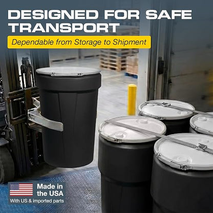Eagle Plastic Drum, 55 Gallon Drum, DOT Compliant, Made in USA, Black | High-Density-Polyethylene, Open Head Lab Pack Drum, Metal Lever-Lock with Bung Lid, Hazardous Material Storage, Transport