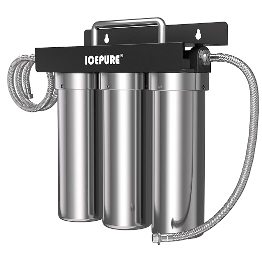 ICEPURE 3-Stage Under Sink Water Filter System, Stainless Steel Ultra Filtration Water Purifier, High Flow Long Lasting Filter, Direct Connect Drinking Water Filtration System for Kitchen