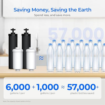 Waterdrop TK-AB-FS Gravity Water Filter System, with Silver Ions Filtration | NSF/ANSI 42&372 Standard, Reduces Fluoride and Chlorine, with 4 Filters and Metal Spigot, 2.25G
