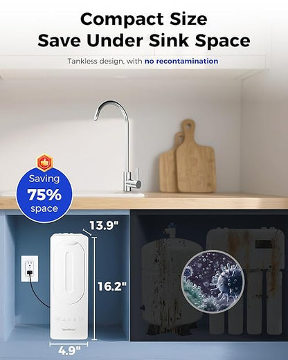 800GPD Under Sink Tankless Reverse Osmosis System,7-Stage RO Water Filtration System, NSF/ANSI 372 Certified RO Drinking Water Filter, FCC Listed, Reduce TDS,PFAS,Odor, 2:1 Pure to Drain