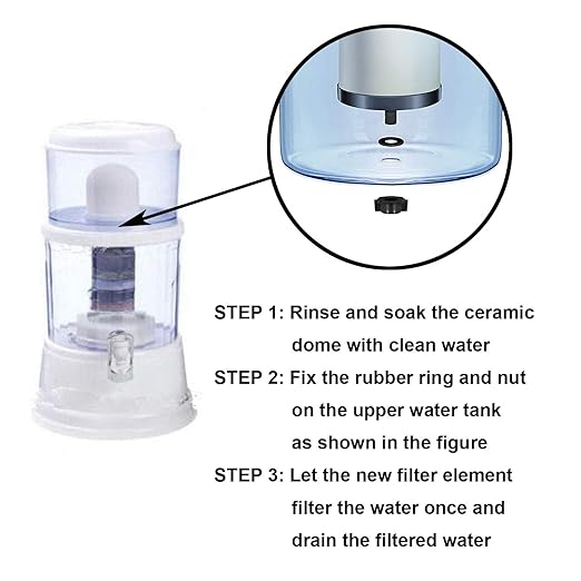 Huining Ceramic Dome Water Filter with Coconut Shell Activated Carbon, for Pre-Filtration Unit Filter Media Replacement 0.15 to 0.5 Micron Household Water Bucket Filtration System Pitcher