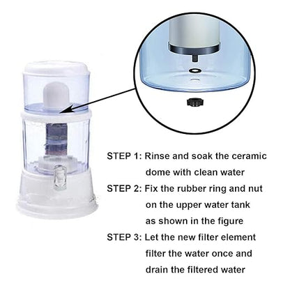 Huining Ceramic Dome Water Filter with Coconut Shell Activated Carbon, for Pre-Filtration Unit Filter Media Replacement 0.15 to 0.5 Micron Household Water Bucket Filtration System Pitcher