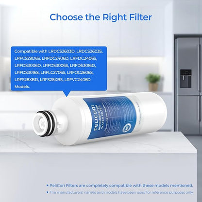 LRFS28XBS, LRFLC2706S, LRFOC2606S, LRFVC2406S Water Filter, 3-Pack | Compatible with LRFWS2906D, LRFWS2906S, LRFWS2906V, LRFXC2416S, LRFXC2606S, LRFXS2503S, LRMDC2306S Water & Air Filter
