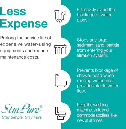 SimPure 5 Micron 10" x 2.5" Whole House Sediment Water Filter Cartridge Replacement for 10 inch RO Unit, Compatible GE FXUSC, Culligan P5, Aqua-Pure AP110, WFPFC5002, CFS110, WHKF-GD05, (Pack of 4)