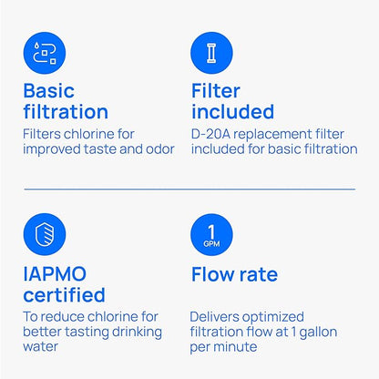 Culligan US-600A Under-Sink Water Filtration System - Water Filter Reduces Chlorine Taste & Odor - Includes D-20A Cartridge, Mounting Hardware & Wrench, 1,000 Gallon Capacity