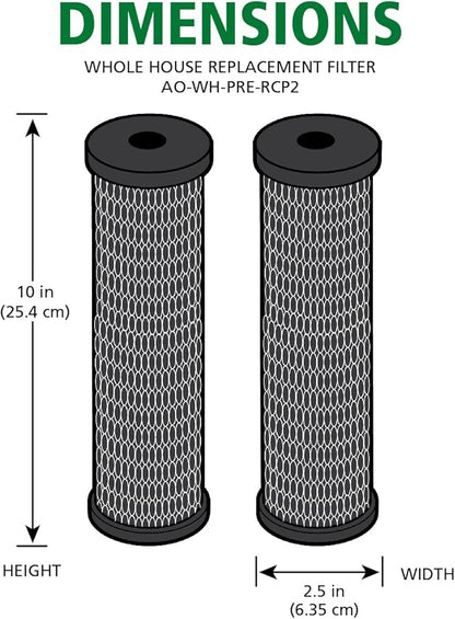 AO Smith 2.5"x10" 5 Micron Carbon Wrap Sediment Water Filter Replacement Cartridge - 2 Pack - For Whole House Filtration Systems - AO-WH-PRE-RCP2