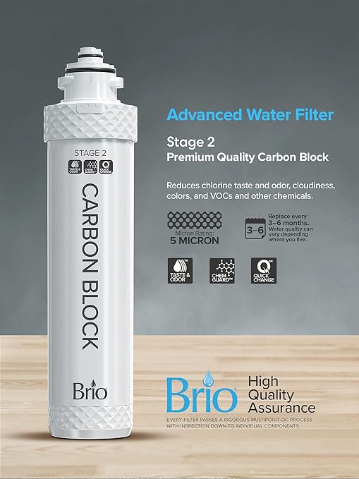 Brio Water Cooler Filter Replacement - Stage-2: Carbon Block - for models CLPOU320SLUVF2, CLPOU520UVF2, CLCTPOU620UVF2, CLCTPOU520UVF2