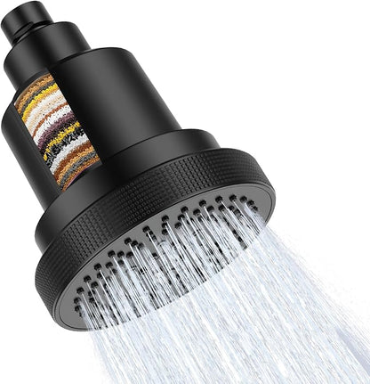 Aquaronvie NSF Certified Filtered Shower Head with KDF-55, High Pressure 3 Spray Modes Showerhead Water Softener for Hard Water, Remove Chlorine & Impurities for Softer Skin and Hair, Matte Black