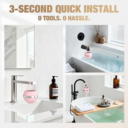SHLLKTTRY Bath Water Filter for Tub Faucet with Overflow,Filtration,Remove Contaminants,Chlorine,Fluoride,Hard Water Softener,Enhances Health of Skin,Hair,Nails,Relieve Eczema,3,000 Gallons,Pink