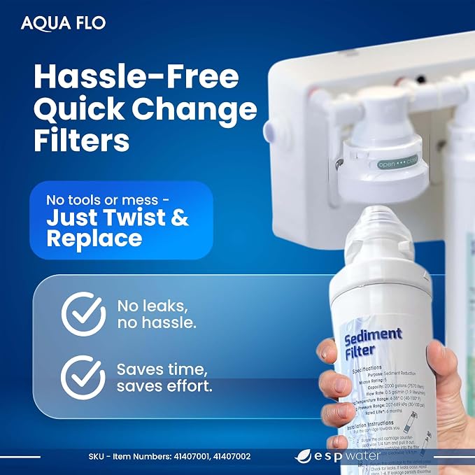 Aqua Flo Platinum QCRO RO Filter Replacement Kit – Improves Taste by Reducing Chlorine & Odors, Cost-Effective Filtration, Membrane Sold Separately