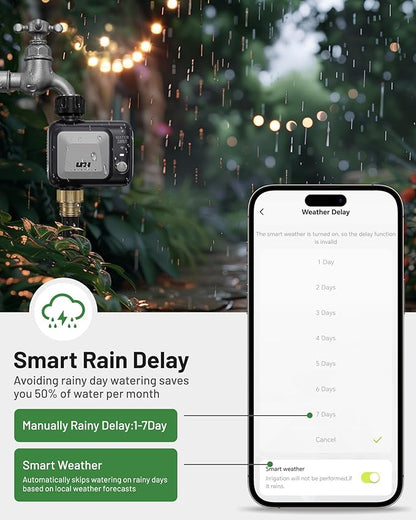 WiFi Sprinkler Timer, Unistyle Programmable Smart Water Timers, WiFi Irrigation Controller with Rain Delay, Auto Mode Manual Mode, Outdoor Hose Timer for Patio Lawns, Yards and Garden