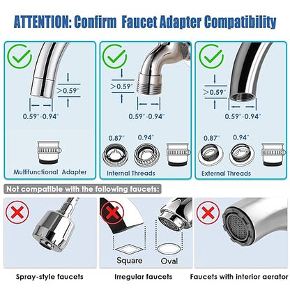 Vortopt Faucet Filter,NSF Certified,400 Gallon High Efficiency Water Purification System,Fast 99% Chlorine,Odor Removal with 1 Water Filter（T1-Black）